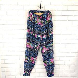 Tween Scene Blue and Pink Floral/Tribal Joggers 5/6 Girls